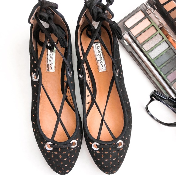 Halogen Nella Ghillie Flats Black Perf Leather - Picture 3 of 7